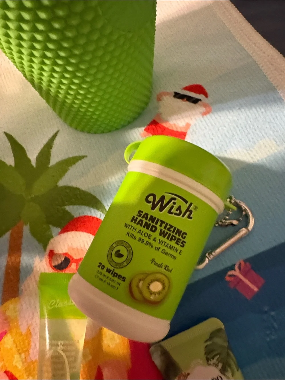 Tropical Party Set - Decorations, pen, lotion, lip gel, hand cream, wipes, cups